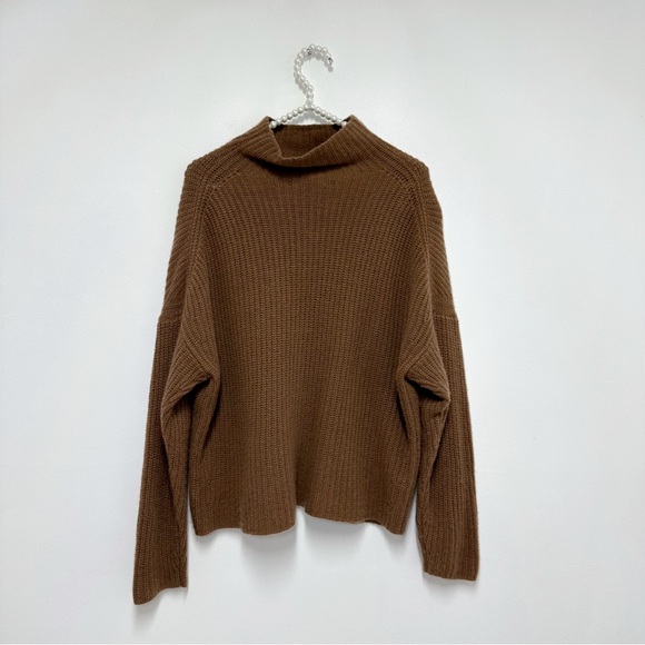 360 Cashmere 100% Cashmere Ribbed Mock Neck Sweater in Brown - Picture 3 of 6